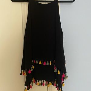 Black two tier tank with tassels